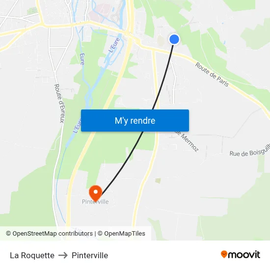La Roquette to Pinterville map