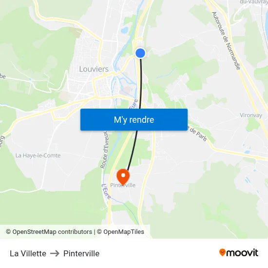 La Villette to Pinterville map