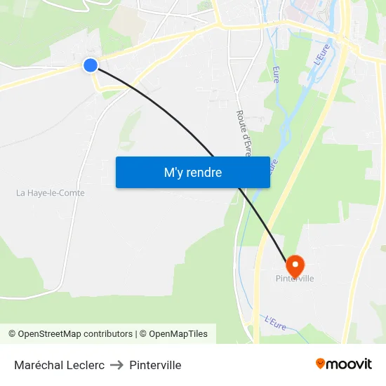 Maréchal Leclerc to Pinterville map