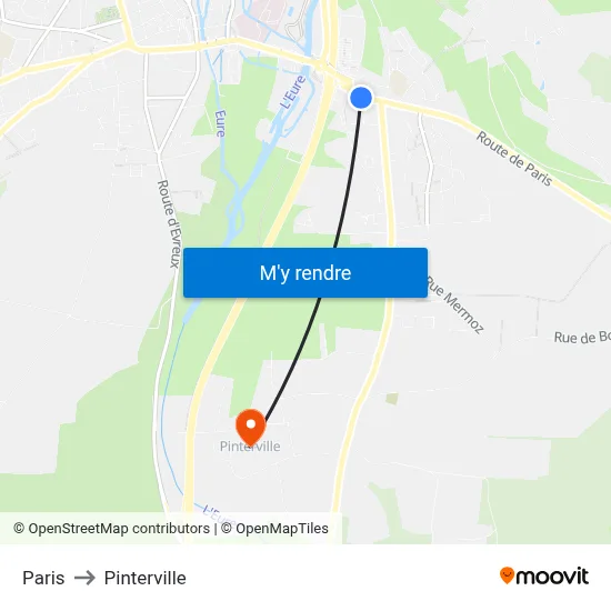 Paris to Pinterville map