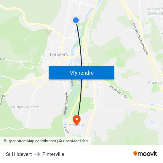 St Hildevert to Pinterville map