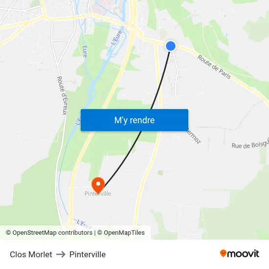 Clos Morlet to Pinterville map