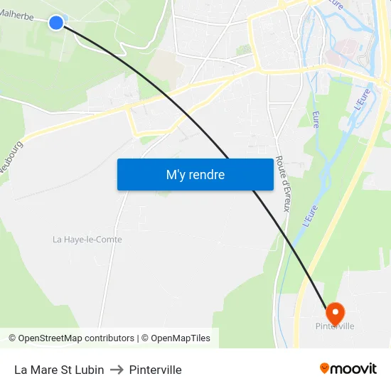 La Mare St Lubin to Pinterville map