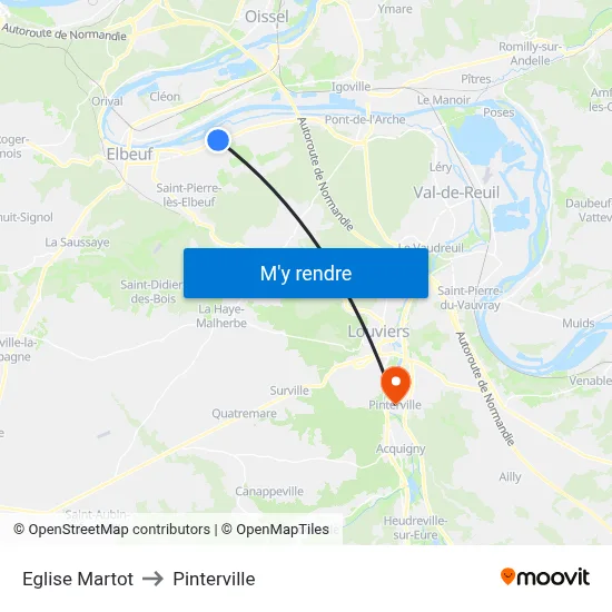 Eglise Martot to Pinterville map