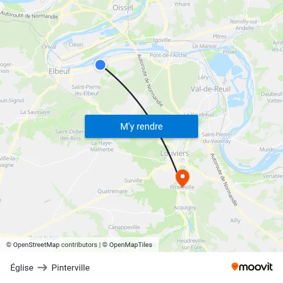 Église to Pinterville map