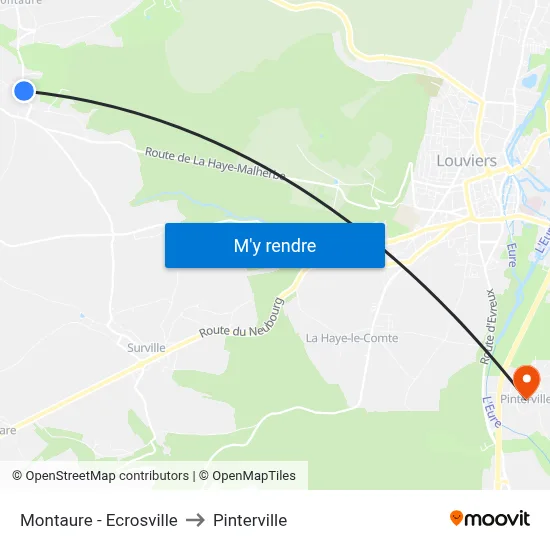 Montaure - Ecrosville to Pinterville map