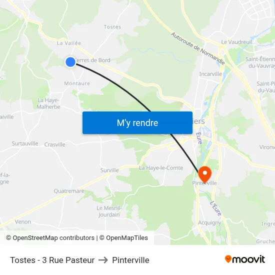 Tostes - 3 Rue Pasteur to Pinterville map