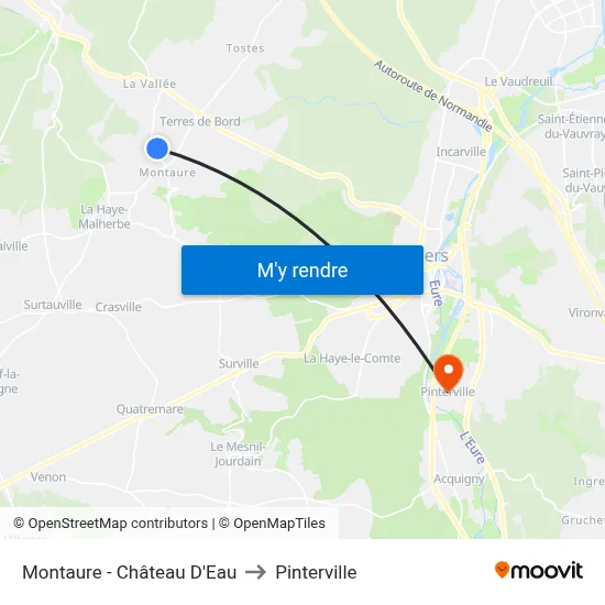 Montaure - Château D'Eau to Pinterville map