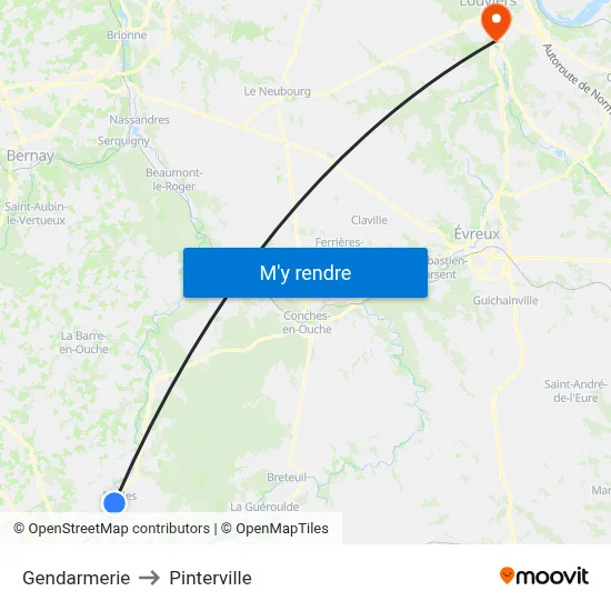 Gendarmerie to Pinterville map