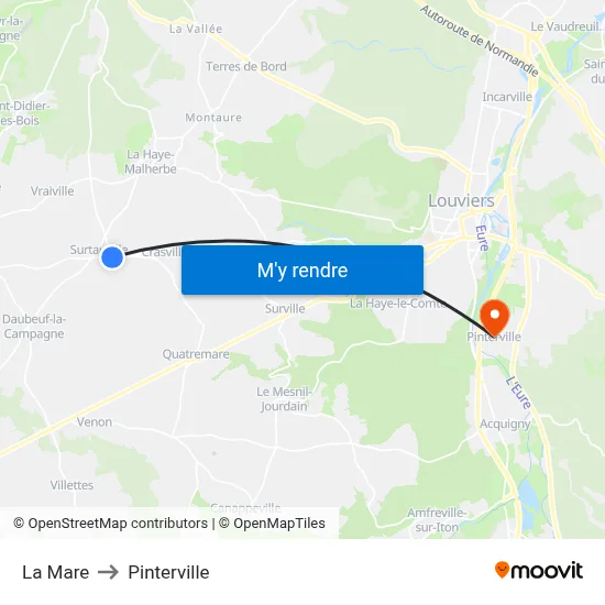 La Mare to Pinterville map