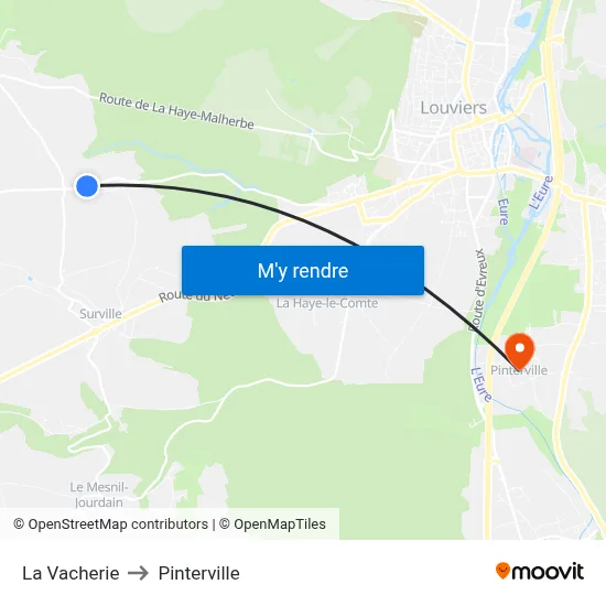 La Vacherie to Pinterville map