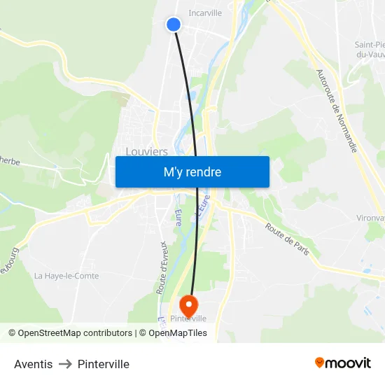 Aventis to Pinterville map