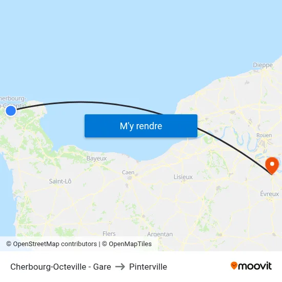 Cherbourg-Octeville - Gare to Pinterville map
