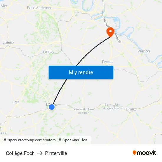 Collège Foch to Pinterville map