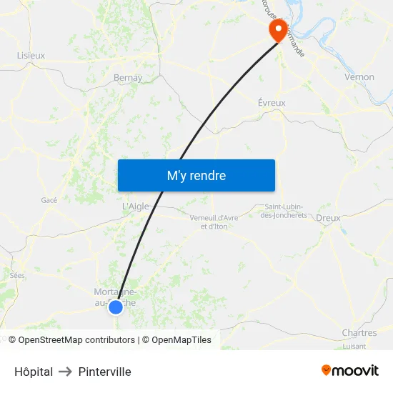 Hôpital to Pinterville map