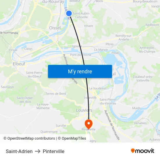 Saint-Adrien to Pinterville map