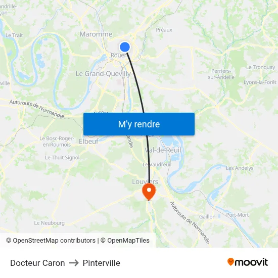 Docteur Caron to Pinterville map