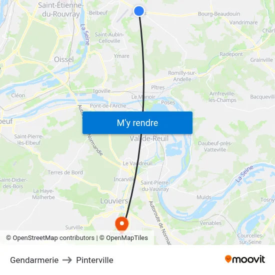 Gendarmerie to Pinterville map