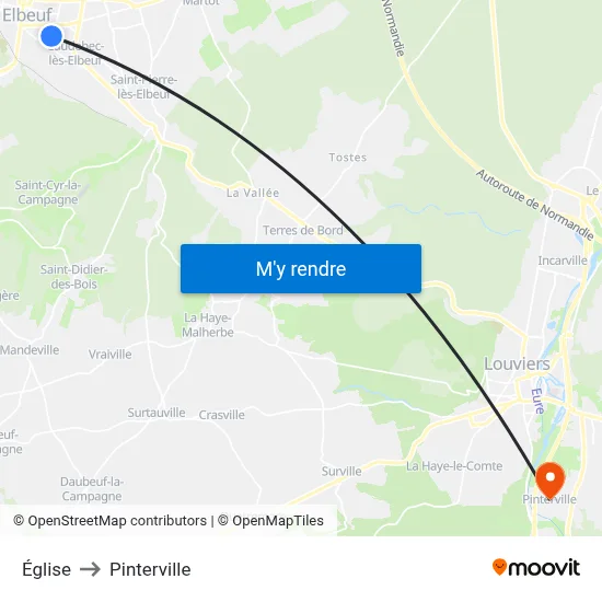 Église to Pinterville map
