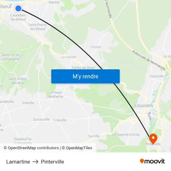 Lamartine to Pinterville map