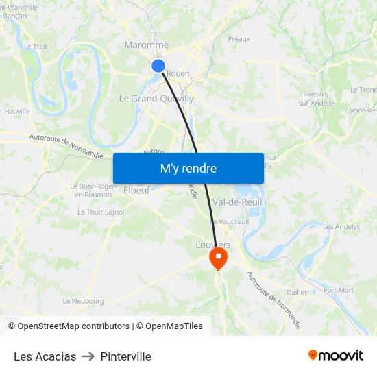 Les Acacias to Pinterville map