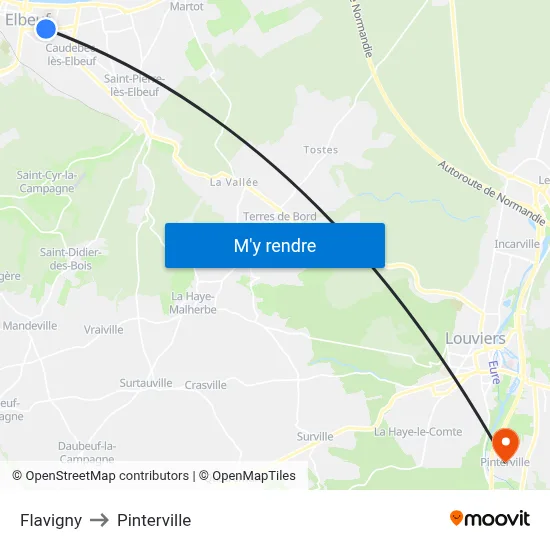 Flavigny to Pinterville map