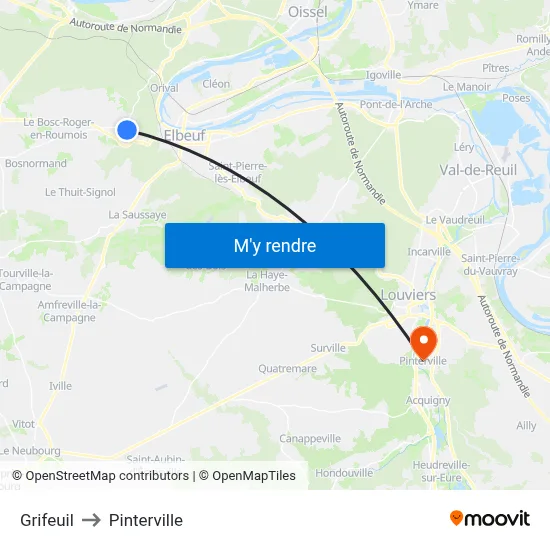 Grifeuil to Pinterville map