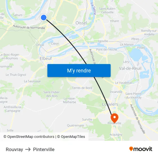 Rouvray to Pinterville map