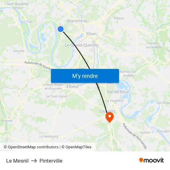 Le Mesnil to Pinterville map