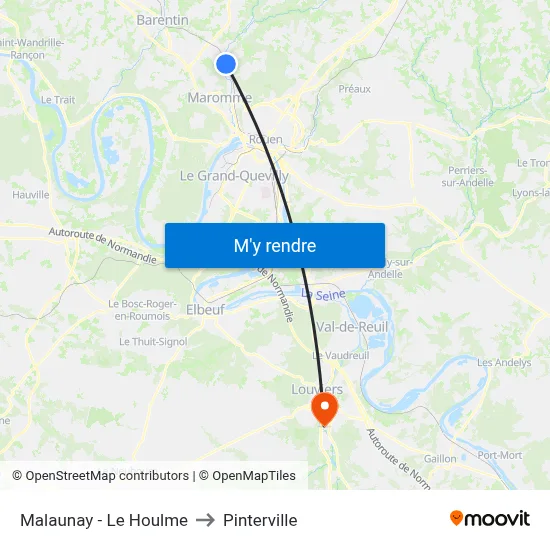 Malaunay - Le Houlme to Pinterville map
