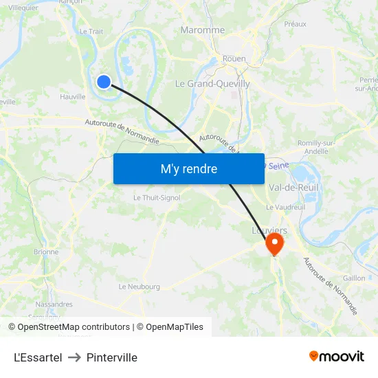 L'Essartel to Pinterville map