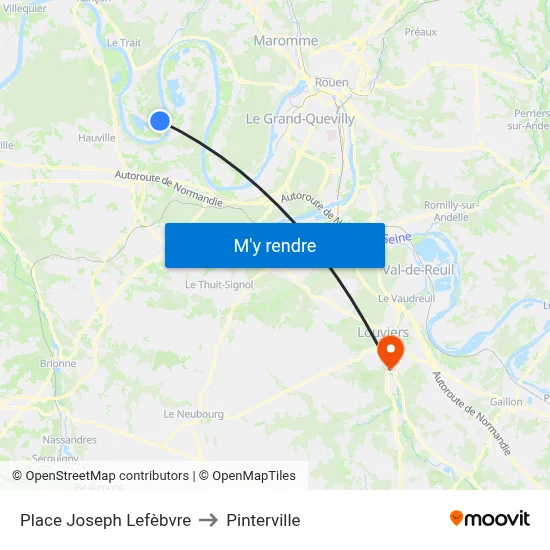 Place Joseph Lefèbvre to Pinterville map