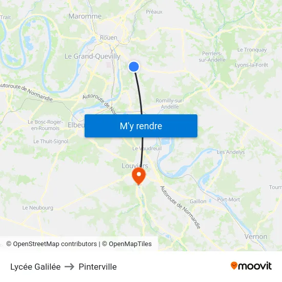 Lycée Galilée to Pinterville map