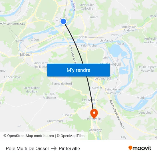 Pôle Multi De Oissel to Pinterville map