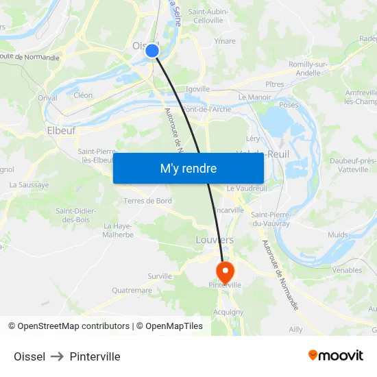Oissel to Pinterville map