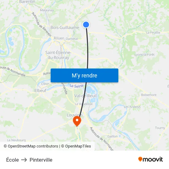 École to Pinterville map