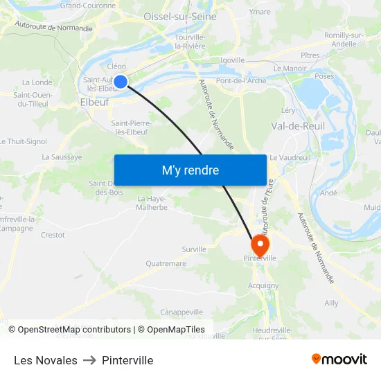 Les Novales to Pinterville map