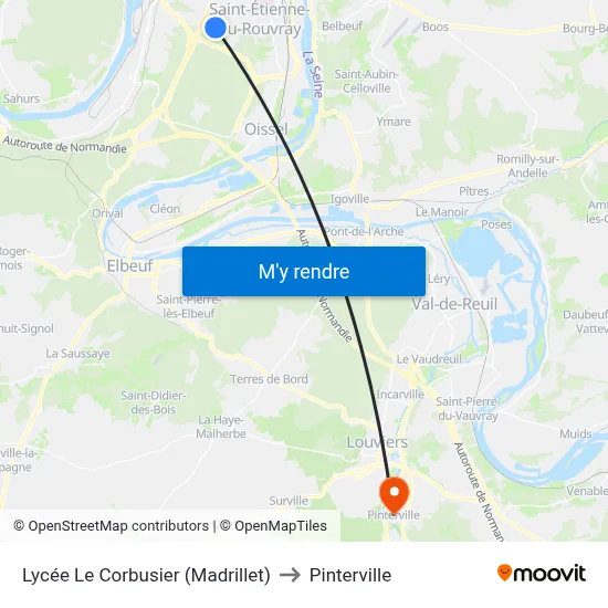 Lycée Le Corbusier (Madrillet) to Pinterville map