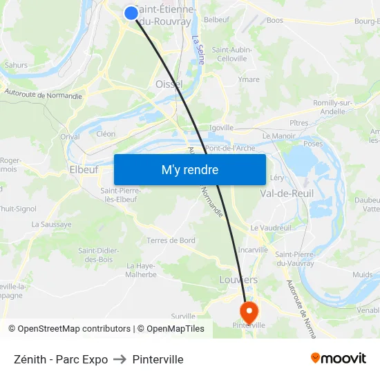 Zénith - Parc Expo to Pinterville map