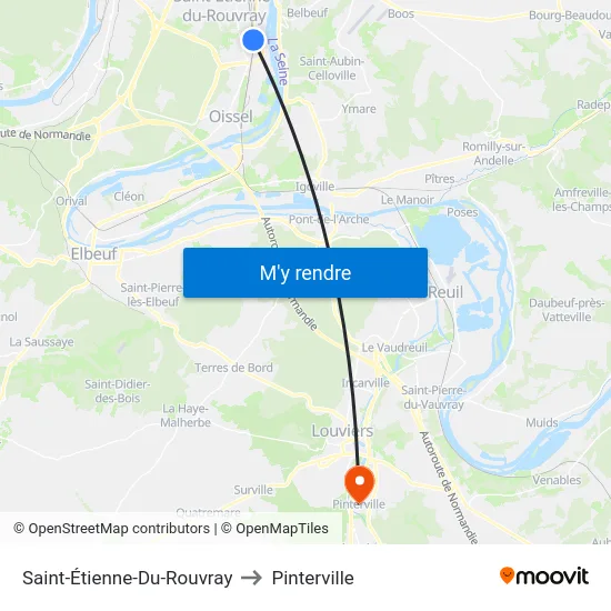 Saint-Étienne-Du-Rouvray to Pinterville map