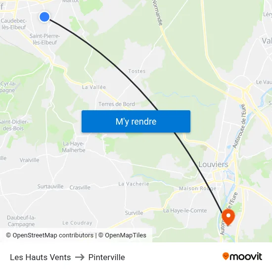 Les Hauts Vents to Pinterville map