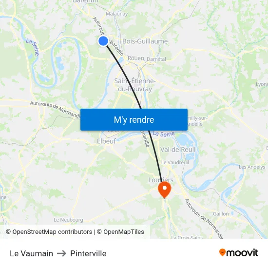 Le Vaumain to Pinterville map