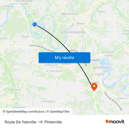 Route De Yainville to Pinterville map