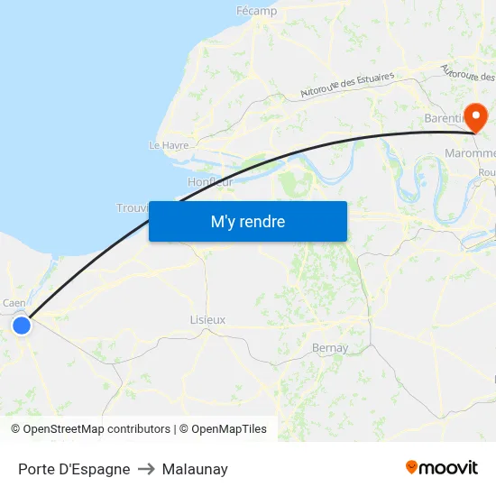 Porte D'Espagne to Malaunay map