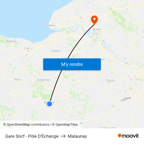 Gare Sncf - Pôle D'Échange to Malaunay map