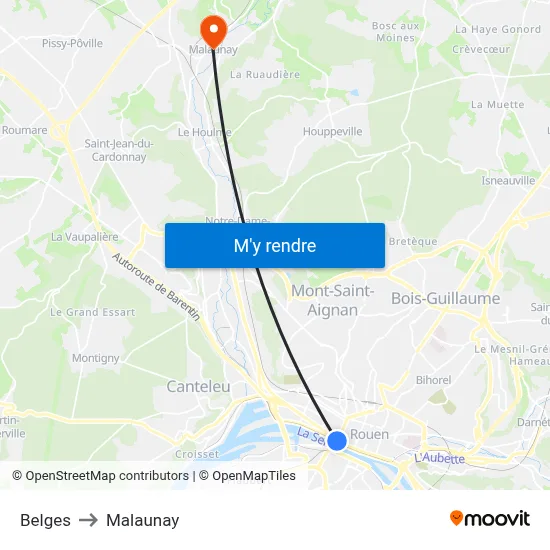 Belges to Malaunay map