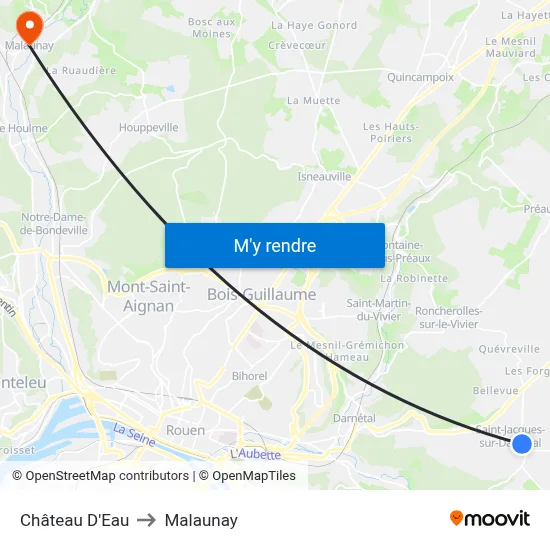 Château D'Eau to Malaunay map