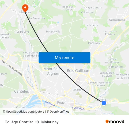 Collège Chartier to Malaunay map