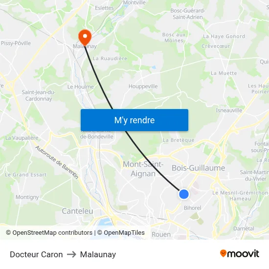 Docteur Caron to Malaunay map