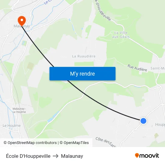 École D'Houppeville to Malaunay map